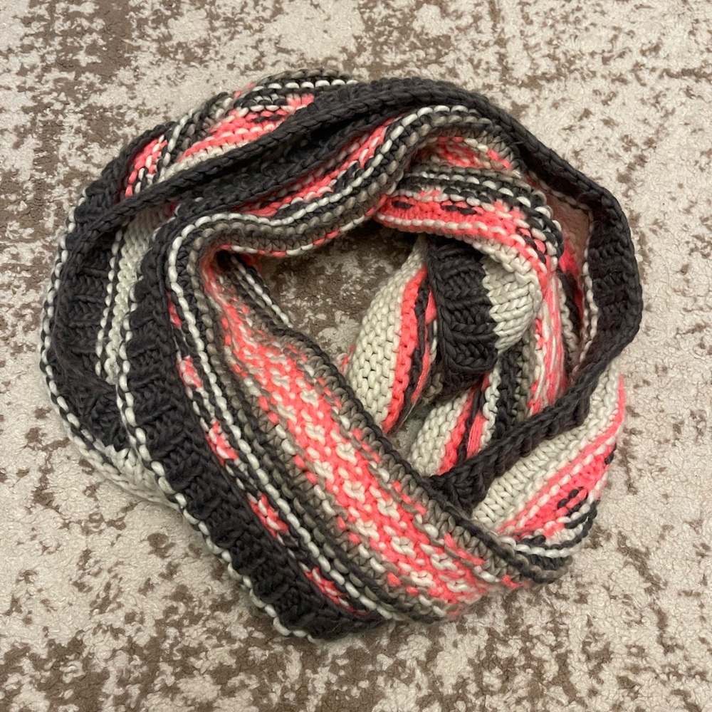 Aldo pink, grey, and white knit infinity scarf